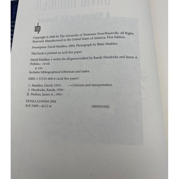 2006 David Madden A Writer for All Genres Signed Book 1st Edition Author Essays - Picture 7 of 9
